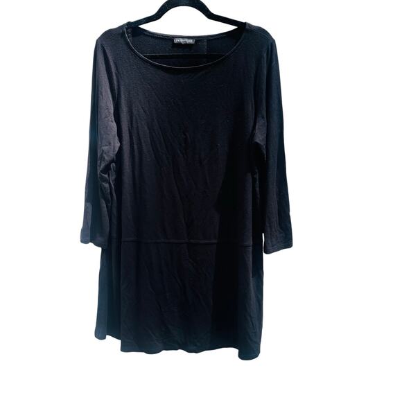 Eileen Fisher Black Lightweight Top Shirt Longline Viscose Spandex Minimalist - Picture 1 of 10